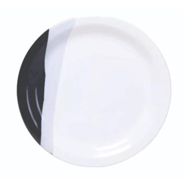 Imagem de Kit 2 Pratos de Jantar Pratos Rasos Prato Fundo Prato Cerâmica Jogo de Pratos Jantar 2 Peças (4 Fundos,Branco com Preto)