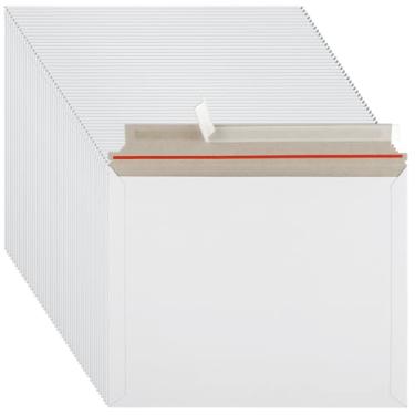 Imagem de LOLYSIC Pacote com 100 envelopes fotográficos 28 x 35 cm, envelopes rígidos autoselados para documentos, envelopes de papelão branco para fotos, papéis, arquivos, CD
