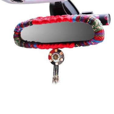 Imagem de Linda capa de espelho retrovisor de carro boêmia fofa para decoração de carro para mulheres, acessórios de espelho retrovisor universal para a maioria dos carros, SUVs, caminhões (vermelho)