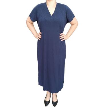 Imagem de Vestido Canelado Rodher Plus Size Azul