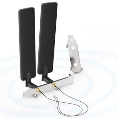 Imagem de Bingfu Antena WiFi Tri-Band 2,4 GHz 5GHz 6E Wifi6 e cabo de 8 polegadas com suporte de slot PCI para placa de rede sem fio M.2 NGFF Intel adaptador WiFi