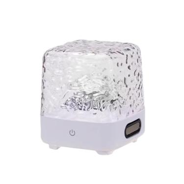 Imagem de WeiLaiKeQi Lâmpada de mesa projetora 3D ondulação de água USB recarregável música alto-falante lâmpada berçário máquina de som suave para tenda sala de estar, Branco