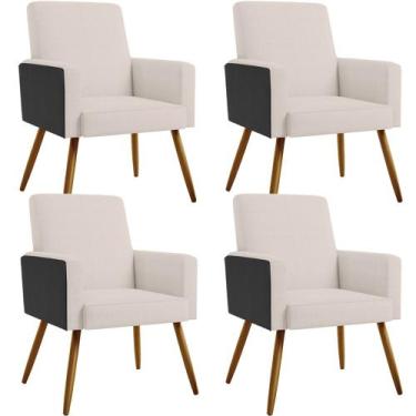 Imagem de Kit 04 Poltronas Decorativa Maria W01 Pés Palito Linho Cru material si