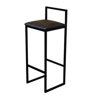 Imagem de Banqueta Alta Bar Balcão Bistrô Industrial Preta Estofado Marrom