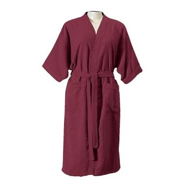 Imagem de Roupão de Banho Adulto Felpudo 100% Algodão, Tamanho Único (Veste do 36 ao 44) (Vinho)