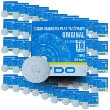 Imagem de Kit 60 Disco Diagrama para Tacógrafo 7d Semanal - 125km/h - 10 un (VDO