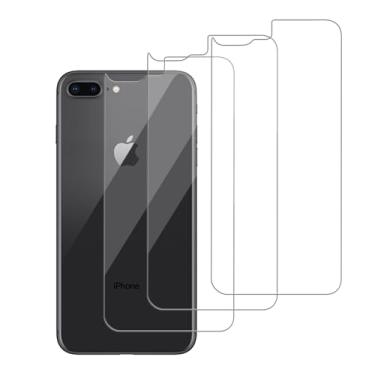 Imagem de iCsapr Pacote com 3 protetores de tela traseira de vidro compatíveis com iPhone 8 Plus/7 Plus [5,5 polegadas] [dureza 9H] - vidro temperado traseiro HD, resistente a arranhões, fácil instalação