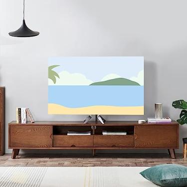 Imagem de Capas de TV Capa protetora contra poeira para TV interna colorida 82-180 cm capa protetora de tela curva para mesa de trabalho capas decorativas para LCD LED-Print-2||65-70 polegadas
