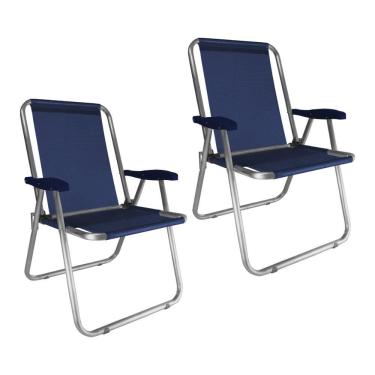 Imagem de Kit 2 Cadeira Praia Max Alumínio Oversize Reforçada Até 140kg Zaka