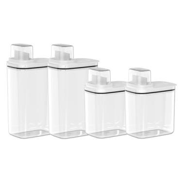 Imagem de Kit 4 Dispensers para Lavanderia 1,5 L e 2,3 L Organizadores de Sabão/
