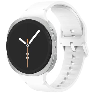 Imagem de Pulseiras esportivas de silicone sem lacunas de 40 mm, 44 mm e 46 mm, sem lacunas, compatível com Samsung Galaxy Watch 8 e 8 Classic de 40 mm, 44 mm e 46 mm (branco oficial, M/G)