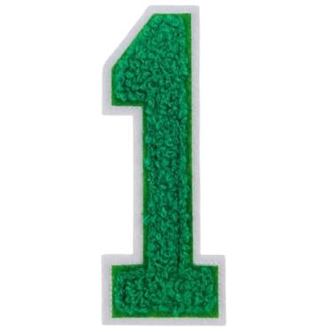 Imagem de 1 peça de adesivos de números de chenille verde de 10 cm, adesivos de ferro para chapéus, bolsas, mochilas, jeans, par com letras universitárias grandes iniciais, acessórios DIY (verde 1)
