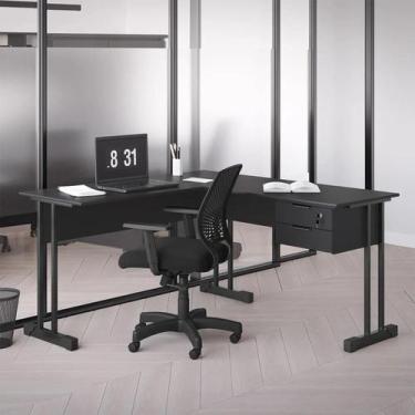 Imagem de Mesa de Escritório em L Ethos Estilo Industrial 2 Gavetas com Chave Es