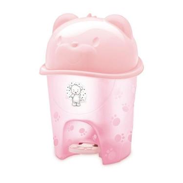 Imagem de Lixeira c/ Pedal Adoleta Fofura 6,5 Litros Translúcida 0816, Rosa