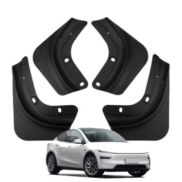 Imagem de Para-lamas e Protetores contra Respingos para Tesla Model Y Juniper 2025-2026, Alargadores de Para-lamas Dianteiros e Traseiros, Para-lamas em ABS, Protetores contra Lama, Pedras e Detritos