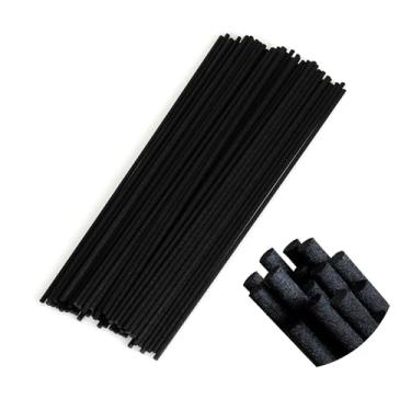 Imagem de kaihuiyyyt Varetas difusoras de palheta de fibra preta, 50 peças, 30 cm x 3 mm, palhetas difusoras espessas, varas difusoras para difusores de óleos perfumados, refil de fibra para difusores