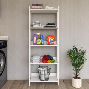 Imagem de Armario Multiuso Com 5 Prateleiras Organizador Lavanderia Branco Branco