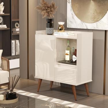 Imagem de Buffet Aparador 2 Portas Status Com Pés Pinus - Off White