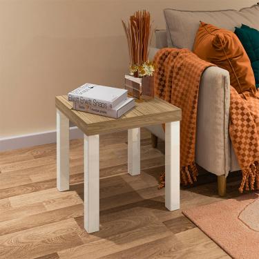 Imagem de Mesa de Apoio Artely Up Quadrada - Carvalho e Off White