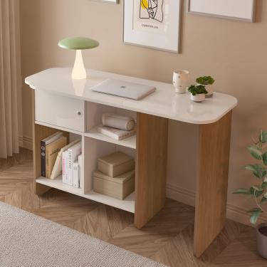 Imagem de Escrivaninha Artely Nomad Tampo Rotativo Porta de Correr 4 Nichos Off White Cinamomo