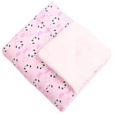 Imagem de Cobertor Para Bebê Estampado Dupla Face Manta Panda Rosa