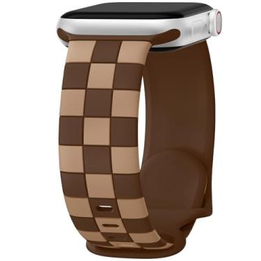 Imagem de DaQin Pulseira masculina quadriculada compatível com Apple Watch séries 10, SE, 9, 8, 7, 6, 5, 4, 3, 2 e Ultra 2 de 44 mm, 45 mm, 46 mm, 49 mm, 49 mm, 4
