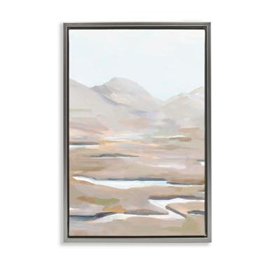 Imagem de Stupell Industries Serenidade Terrestre em Tela Flutuante Cinza Neutro Emoldurada Design de Arte de Parede por Hannah Dawson, 25 x 17