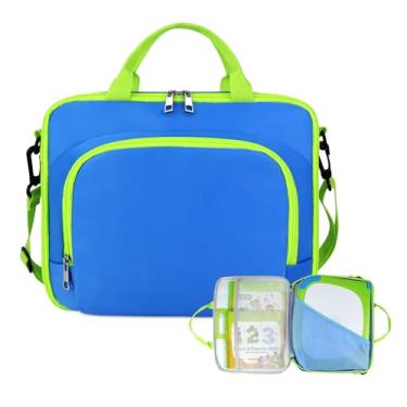 Imagem de Estojo de transporte compatível com LeapFrog LeapStart 3D Learning System, com vários compartimentos para armazenar até 9 livros (azul/verde)