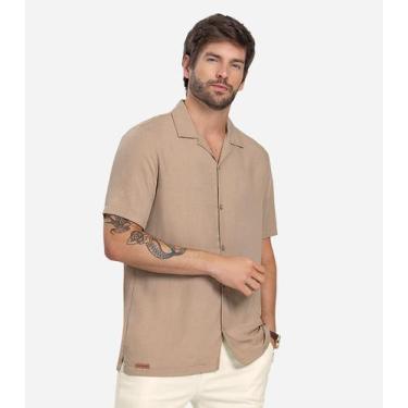 Imagem de Camisa Masculina Viscolinho Diametro Marrom, G, Marrom