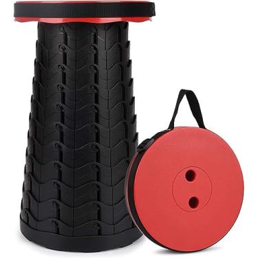 Imagem de Banquinho Telescópico Portátil - Banquinho Dobrável Retrátil Para Camping Jardim Pesca Caminhada - Bancos Colapsíveis Ajustáveis - Carga Máxima 400lbs, All Red