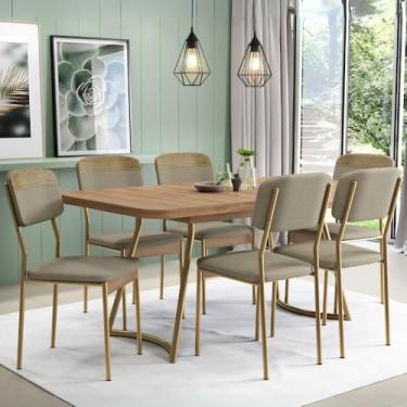 Imagem de Conjunto Sala de Jantar 6 Cadeiras Cannes Carraro Carvalho Dourado