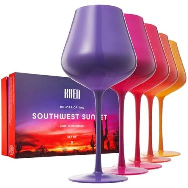 Imagem de Khen Copo de vinho Southwest Sunset – Taça de vinho grande de acrílico colorido de 575 g, livre de BPA, taça à prova de estilhaçamento para vinhos tintos ou brancos, festas e uso ao ar livre