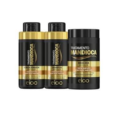Imagem de Tratamento Mandioca Shampoo e Condicionador 450ml e Máscara Hidratação 1kg Força Crescimento