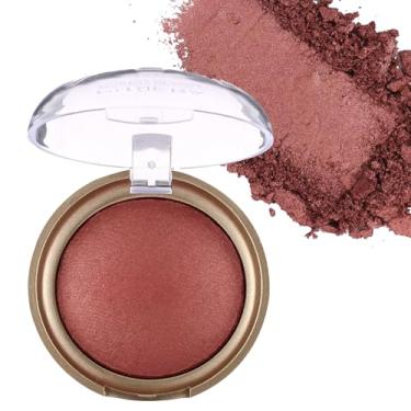 Imagem de Blush assado, blush marmorizado para bochechas, paleta de pó de blushes com acabamento acetinado brilhante, cor montável em pó natural para maquiagem facial