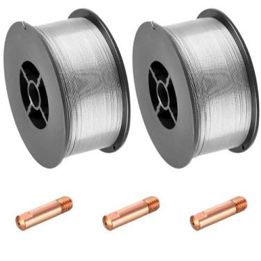 Imagem de Kit Arame Solda Mig Revestido Uso Sem Gás 0,8mm E71T-SG Rolo 1kg - Gal