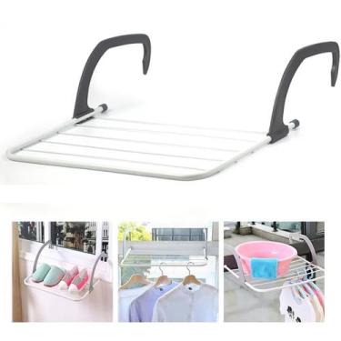 Imagem de Varal Portátil Janela Porta 5kg Ajustável Apartamento Seca Roupa Prati