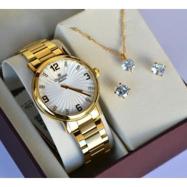 Imagem de Relogio champion feminino dourado medio + semi joia cn25636w