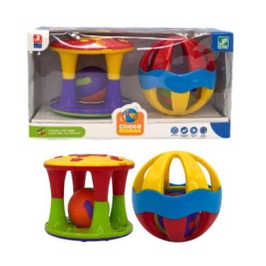 Imagem de Conjunto Torre e Bola Colorida Chocalho Infantil p/ Bebês - JXP BRINK
