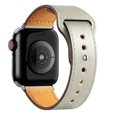 Imagem de Pulseira Marfim de Couro 42/44/45/49mm Compativel Seriee 4 5 6 7 8 ult