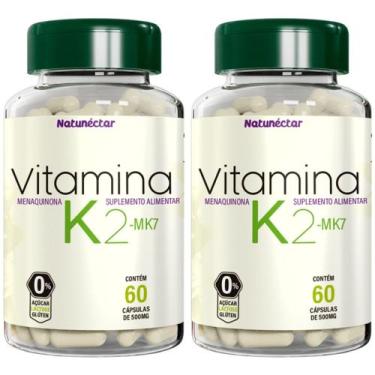 Imagem de Combo 2 Vitamina K2 Mk7 Menaquinona Pura 140mcg 120 Cápsulas - Natunéc