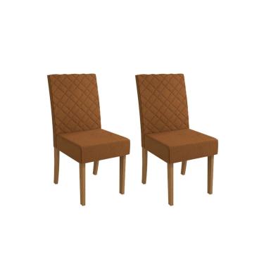 Imagem de Kit 2 Cadeiras Sala Jantar Verbena 2CAD133 Madeirado 2 Un Canela/Boucle Terracota - Kappesberg