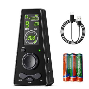 Imagem de Metrônomo digital com temporizador vocal para fone de ouvido para piano, guitarra, tambor e violino (preto)