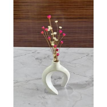 Imagem de Arranjo de Flores SempreVivas Naturais em Vaso Decorativo, 15 cm, Bran