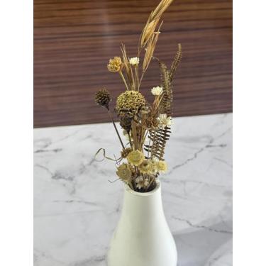Imagem de Arranjo de Flores SempreVivas Naturais em Vaso Decorativo, 15 cm, Bran