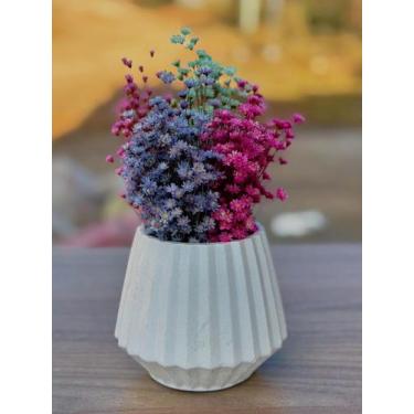 Imagem de Arranjo de Flores SempreVivas Naturais em Vaso Decorativo, 15 cm, Bran