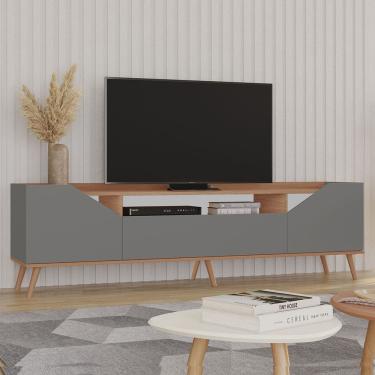 Imagem de Rack Danielle 100% MDF Tuboarte 3 Porta e Pés Estilo Retrô