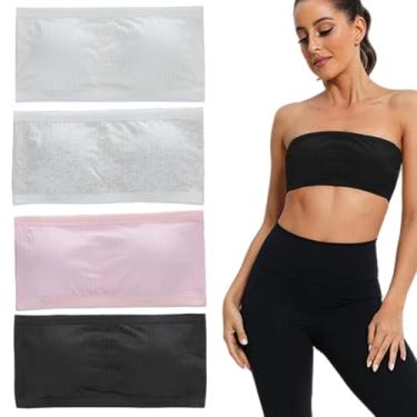 Imagem de 4 peças de sutiã sem alças para meninas, sem costura, elástico, acolchoado, sem alças, sutiã de treinamento de algodão macio e confortável para meninas adolescentes