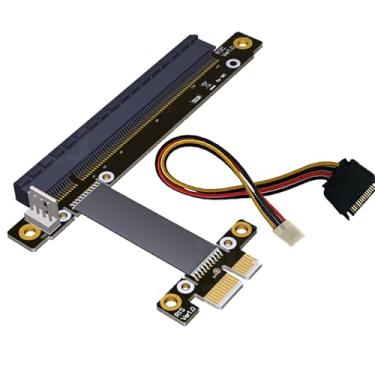 Imagem de WLGQ Cabo Riser PCIe x1 a x16 0,2 m - Adaptador de extensão GPU com cabo de alimentação SATA de 15 pinos para 4 pinos, blindado flexível para equipamento de mineração, PC para jogos, Bitcoin BTC