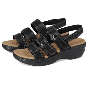 Imagem de Clarks Sandália feminina Merliah 2 Bali, Couro preto combinado, 34