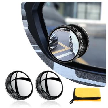 Imagem de 2 peças de espelho convexo com ventosa de sucção, espelho lateral ajustável de 360° usado no espelho de carro, espelho de olho de peixe HD universal, acessórios de espelho de carro adequados para